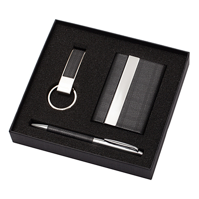 GALLANT gift set with business card case, ballpoint pen, key ring,  black