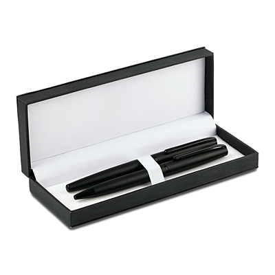 SAN JUAN darčekový set s guľôčkovým a keramickým perom, čierna