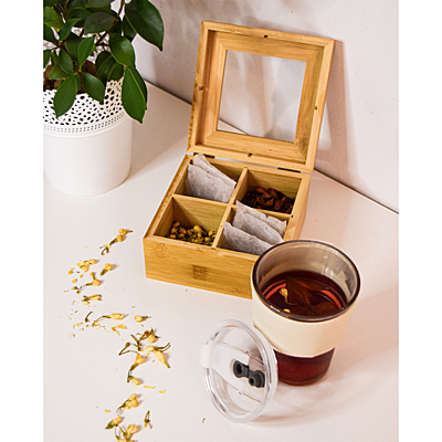 TUKAO krabica na čaj z bambusu, hnedá
