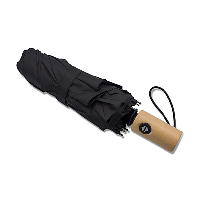 GRANTON automatický deštník s dřevěnou rukojetí, černá