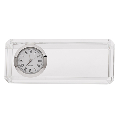 CRISTALINO CLOCK těžítko se stolními hodinami, transparentní