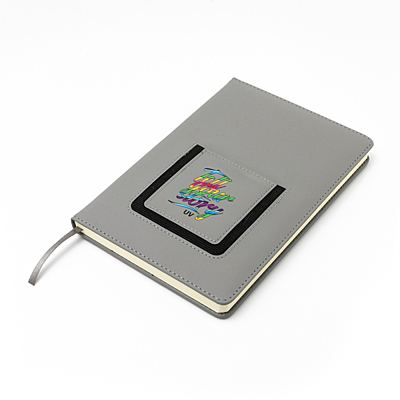 EIBAR notepad with phone pocket, grey