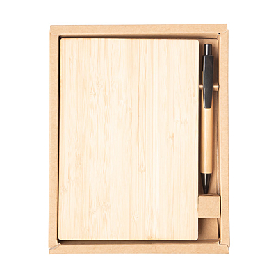 LORCA set zápisníku a pera z bambusu, hnedá