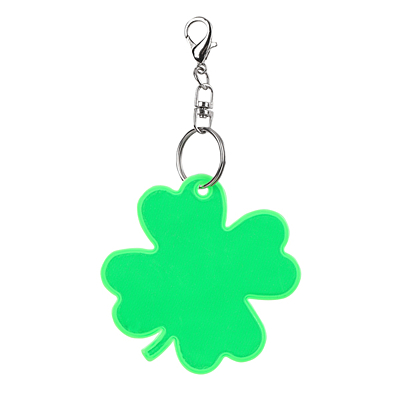 LUCKY CLOVER reflective key ring,  green